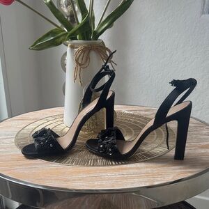 Aldo Black Floral Embellished Heels